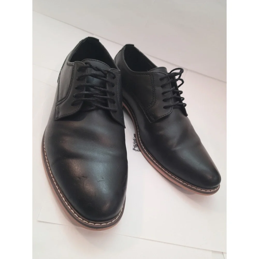 Madden Derby Shoes Men Black Lace Up‎ Plain Toe Ortholite 11W Wide Width